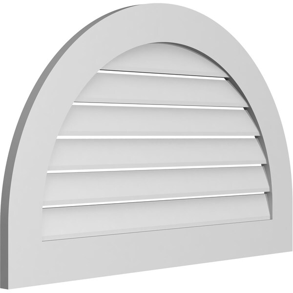 Round Top Surface Mount PVC Gable Vent: Functional, W/ 3-1/2W X 1P Standard Frame, 38W X 24H